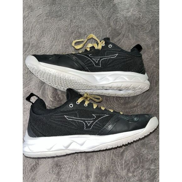 MIZUNO Wave Luminous 2 Women's Indoor Volleyball Shoes Black w/gold laces Sz 8 - Picture 6 of 9
